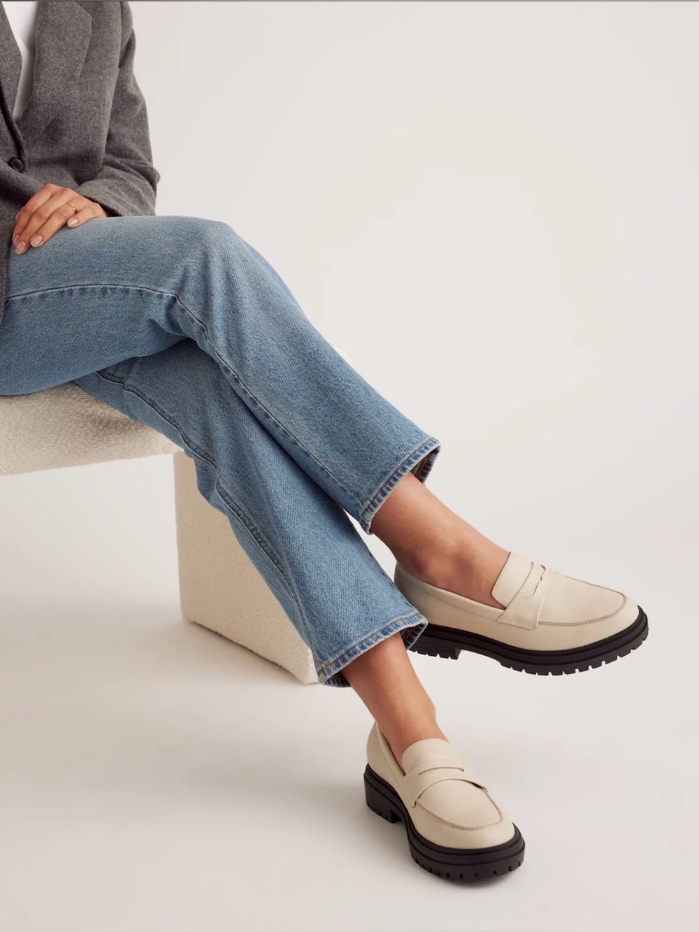 Quince Italian leather lug sole loafer bone